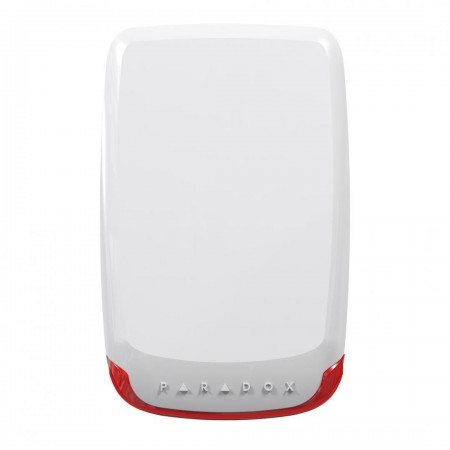 Sirena stoboscopica exterior ParadoxSR230, frecventa radio 433Mhz,alimentaredin 3 baterii alcaline, presiune acustica 100dB/1mIP