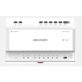 Distribuitor audio/video pentru sisteme de videointerfonie cu conexiune pe 2 fire Hikvision DS-KAD706, 6 canale de alimentare( i