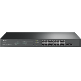 "JetStream™ 18-Port Gigabit Smart Switch with 16-Port PoE+ PORT: 16× Gigabit RJ45 Ports, 2× Gigabit SFP Slots SPEC: 802.3at/af, 
