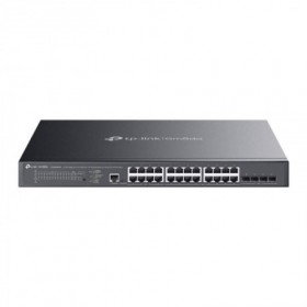 Switch TP-Link 24 porturi, 24x RJ452x 10G, SFP+ (uplink), viteza LAN 10/100/1000 Mbps, buget POE 500 W, Layer 2+, 16 Porturi PoE