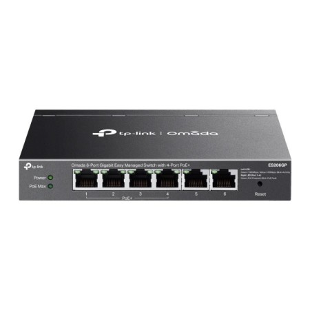Omada 6-Port Gigabit Easy Managed Switch with 4-Port PoE+ PORT: 4× Gigabit PoE+ Ports, 2x Gigabit Non-PoE Ports SPEC: 802.3at/af
