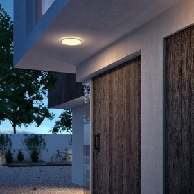 Plafoniera LED pentru exterior Philips SuperSlim, 15W, 1300 lm, lumina calda (2700K), IP54, 25 cm, Negru