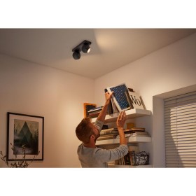 Spot LED Dublu Philips Hue Buckram, Bluetooth, 2xGU10, 2x5W, 700 lm, lumina alba (2200-6500K), IP20, 25.2x8.2cm, Metal, Negru, I