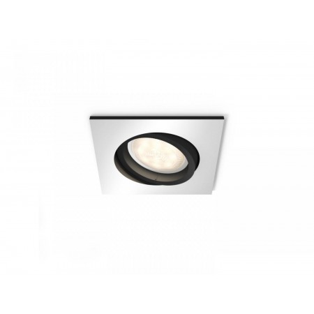 Spot LED incastrat Philips Hue Milliskin, Bluetooth, GU10, 5W (50W), 350 lm, lumina alba (2200-6500K), IP20, 9cm, Argintiu