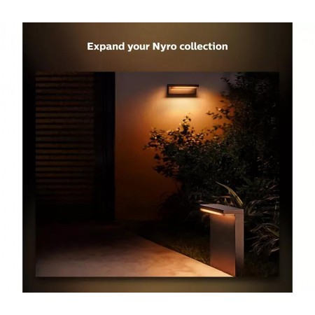 Stalp LED RGB pentru exterior Philips Hue Nyro, 13.5W (42W), 1000 lm, lumina alba si color (2000-6500K), IP44, 99x255x400mm, Neg