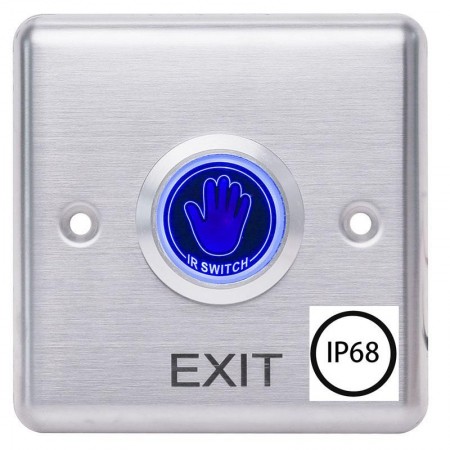 Buton de iesire cu infrarosu waterproof, incastrabil, ND-EB35, Iesire contact:NO/NC Icon: Hand, IP68,  LED stare Bi-color: albas